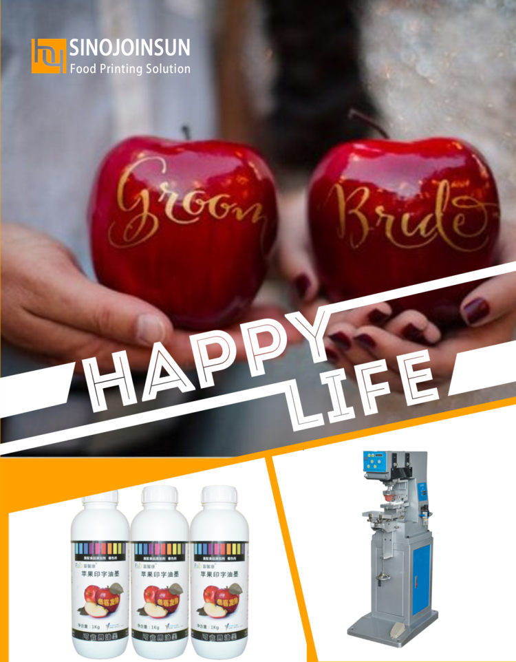 Apple personalizado de boda impreso con tinta comestible, impresora de frutas; Sinojoinsun