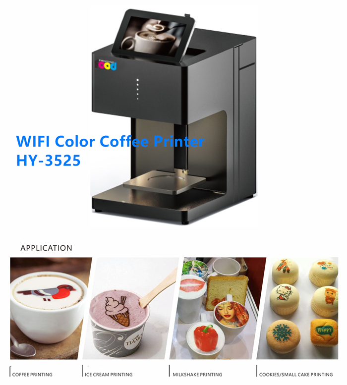 Sinojoinsun Wifi Color Cafetería Impresora Impresiones Torta, Galleta, Cerveza, Helado