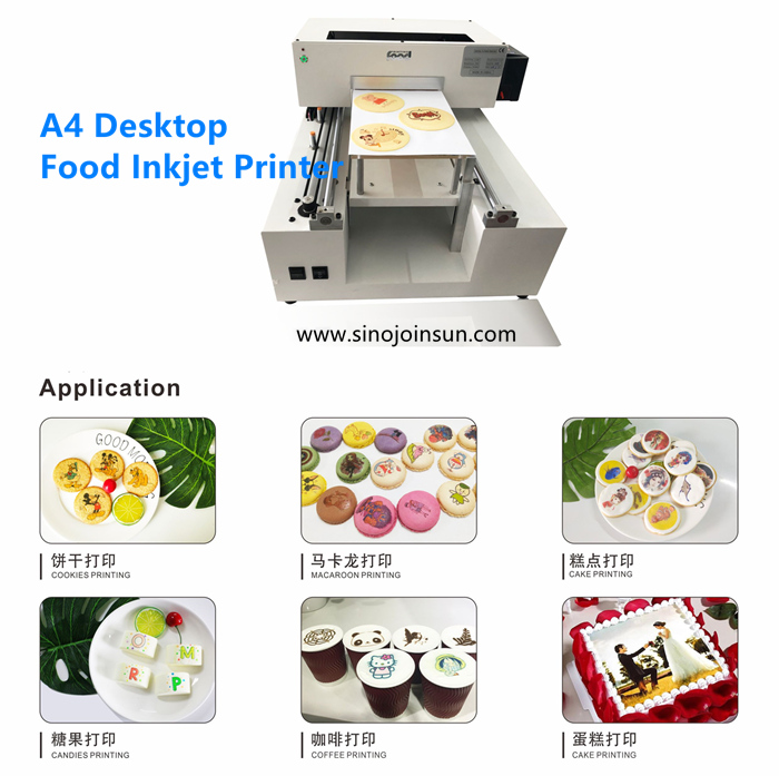 _SinoJoinsun A4 Food InkkJet Impresora Impresora Pastel, galletas, cerveza, helado