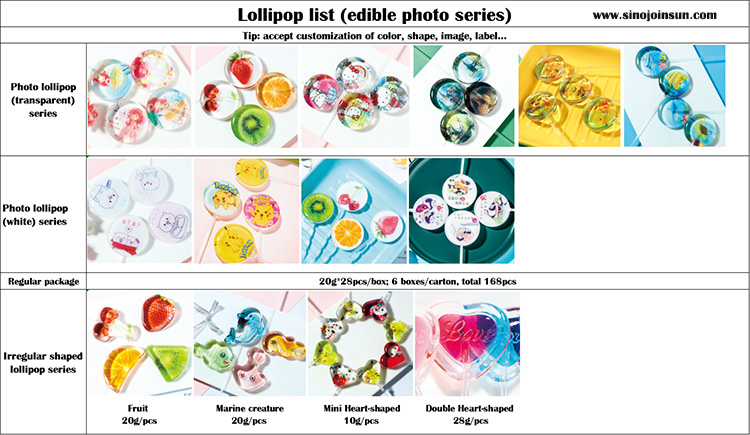 Lista de lollipop de imagen comestible